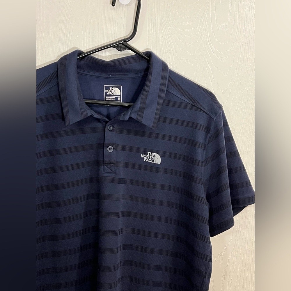 The North Face Navy Striped Polo Shirt- Flashdry- Men’s XL - Picture 2 of 16